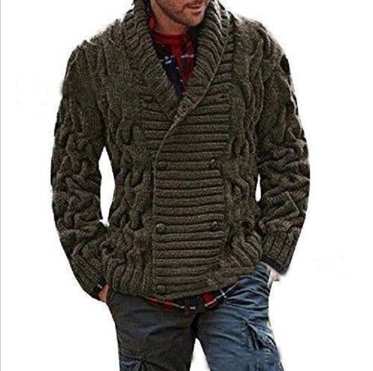 Chunky Double Breasted Sweater - Green / S