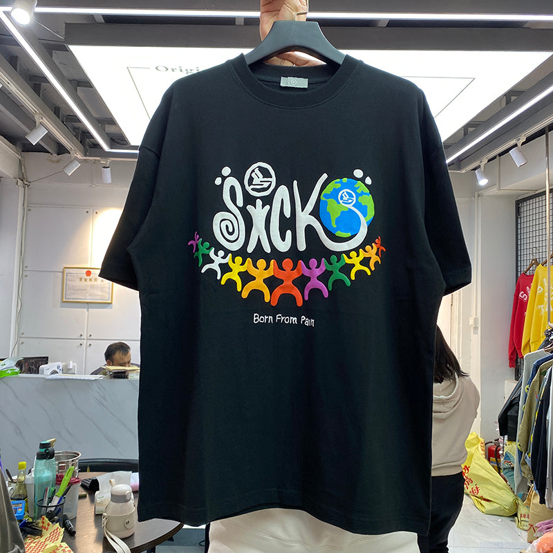 Sick World Round Neck T-shirt - Black / L - T-Shirt