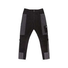 Casual Long Contrast Cargo Pants - Black / Gray / XL