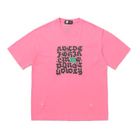 Thumbnail for Letter Embroidery Short-sleeved T-shirt - Pink / XL -