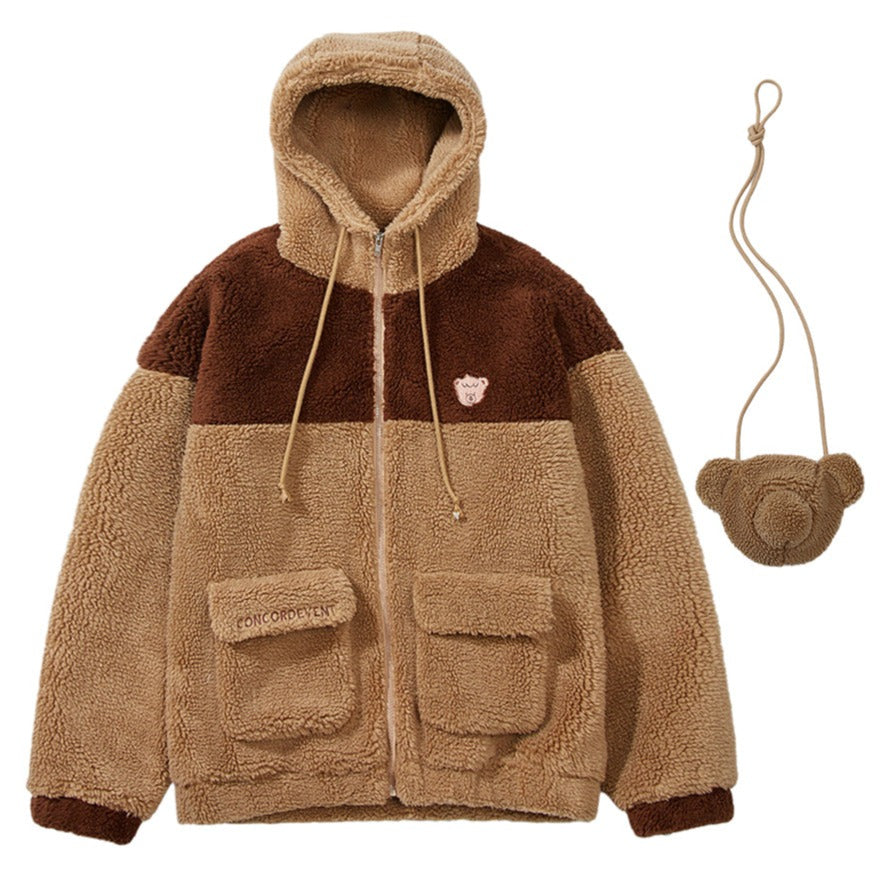 Bear Thick Cotton Padded Coat - Brown / S