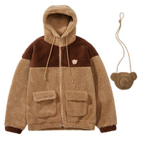 Thumbnail for Bear Thick Cotton Padded Coat - Brown / S