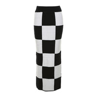 Thumbnail for Chessboard Slim-Fit Long Skirt