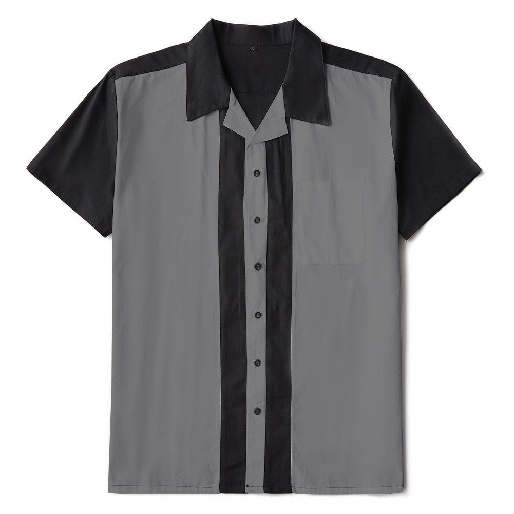 Double Color Short Sleeve Shirt - Gray-Black / XL - Shirts