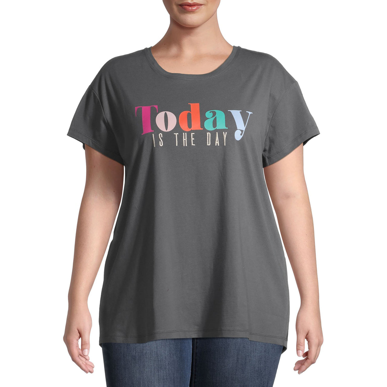 Today Is The Day Oversize Short Sleeve T-Shirt - Gray / 0X