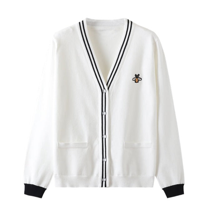 Little Bee Knitted Cardigan - White / S