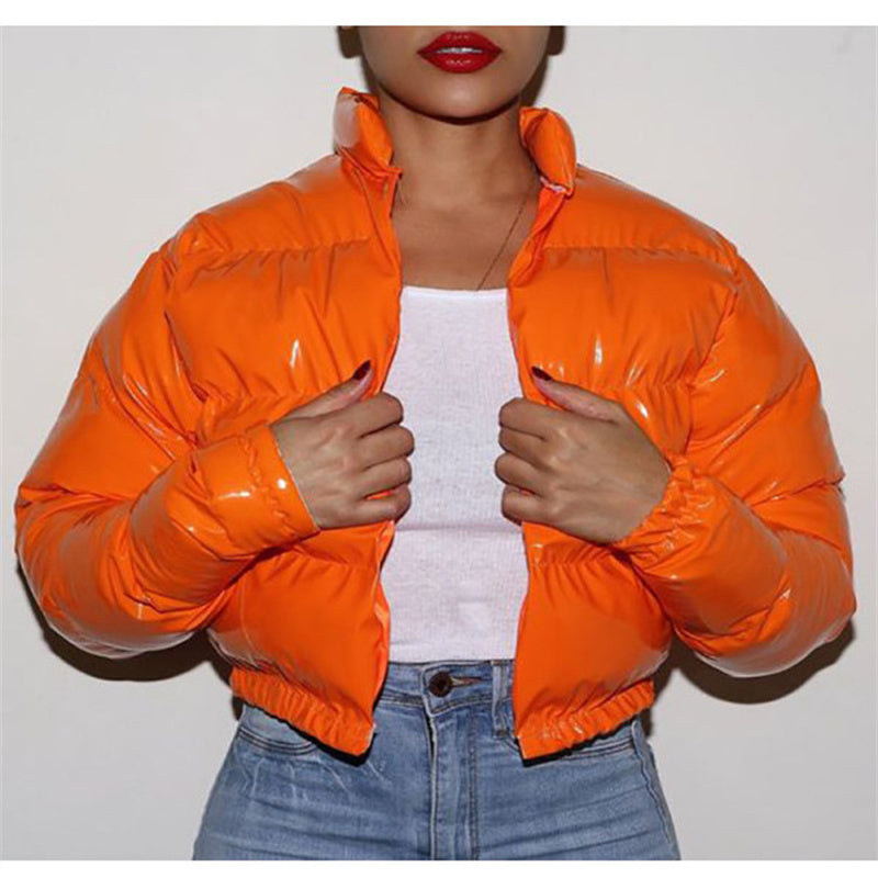 Solid Color Short Cotton Jacket - Orange / S - Jackets