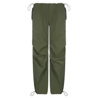 Thumbnail for Solid Color Loose Fit Wide Leg Pants - Army Green / L