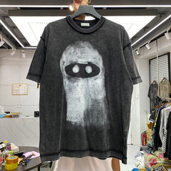 Worn Balaclava Printed Loose T-shirt - Black / L - T-Shirt