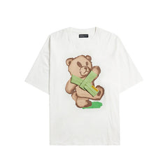 Scarf Bear Short-Sleeved T-shirt - White / S - T-Shirt