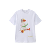 Thumbnail for Ponpom Duck Round Neck T-Shirt - White / XL