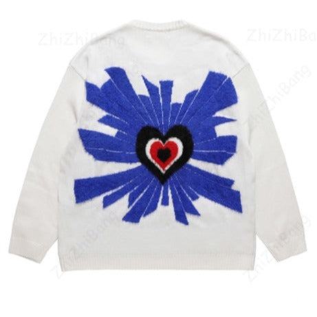 Irregular Embroidery Heart Warm Sweatshirt - White / M