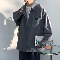 Thumbnail for Long Sleeve Oversized Corduroy Shirt - Grey / M - Shirts