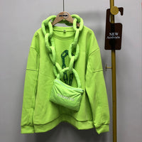Thumbnail for Bag And Chain Long Sleeve Cute Sweatshirt - Green With / M