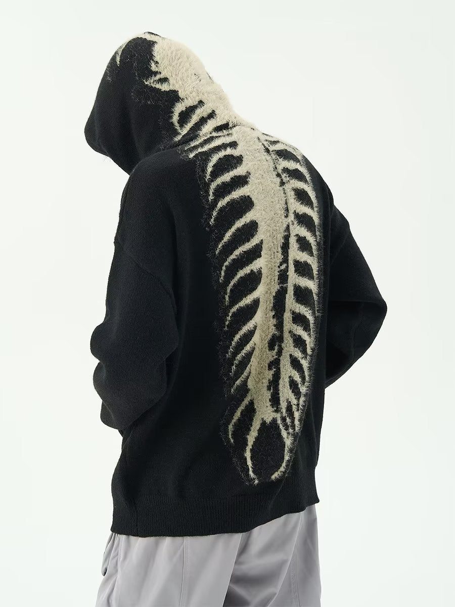 Skeleton Gothic Knitted Hoodies - Black / M - hoodie