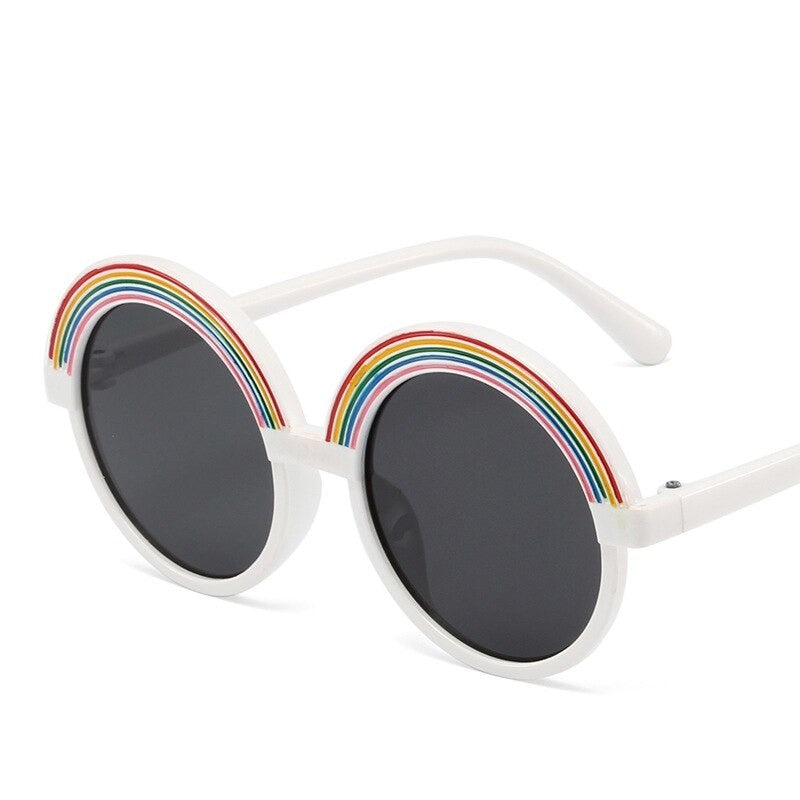 Rainbow Shape Round Sunglasses - White / One Size
