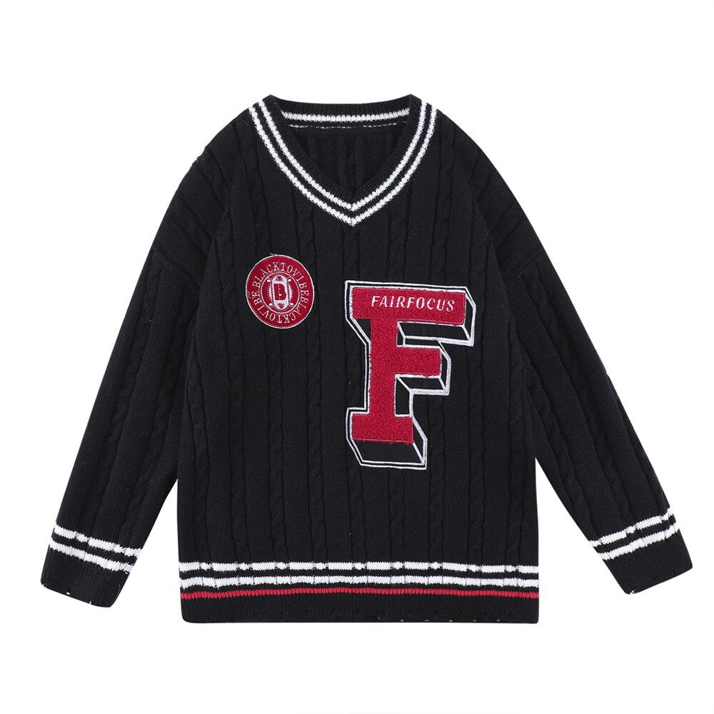 Fair Focus V-Neck Knit Sweater - Black / M
