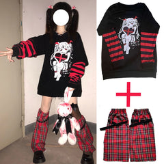 Gothic Anime Style Sweatshirt - Sweatshirts Set / S -