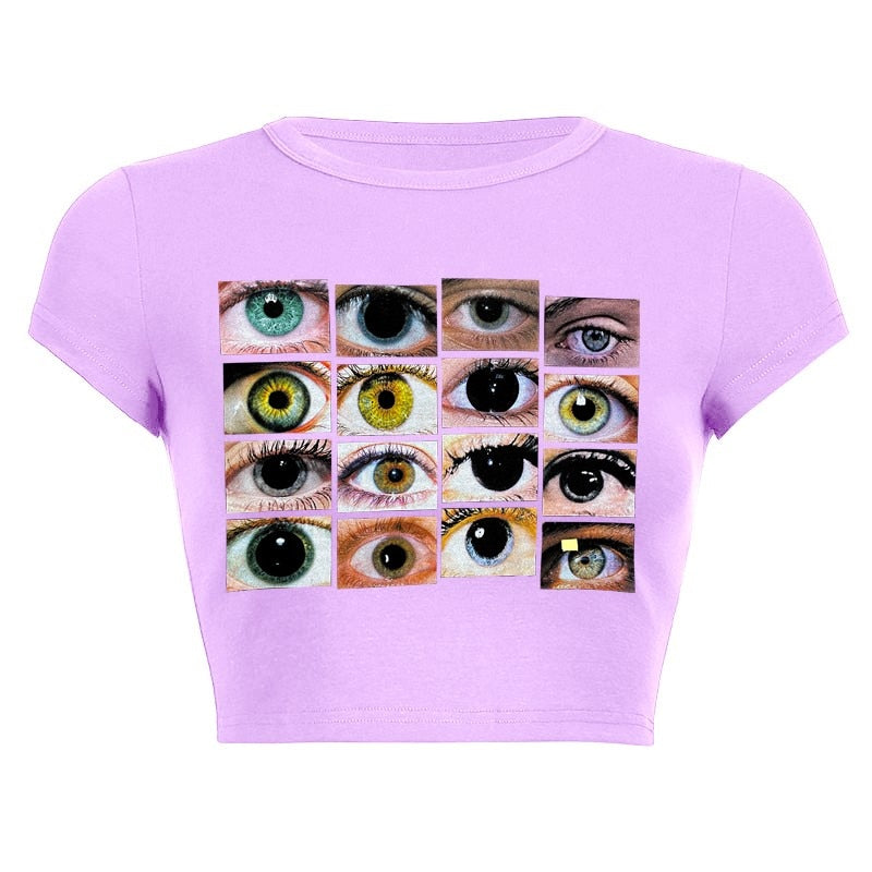 Different Eye Color Crop Top - Purple / S - crop top