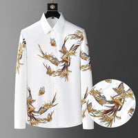 Thumbnail for White And Black Butterfly Print Long Sleeve Shirt - Shirts