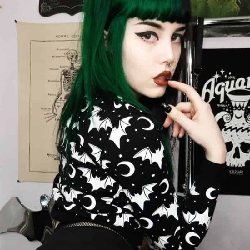 Gothic Black Bat Long Sleeve Sweatshirt