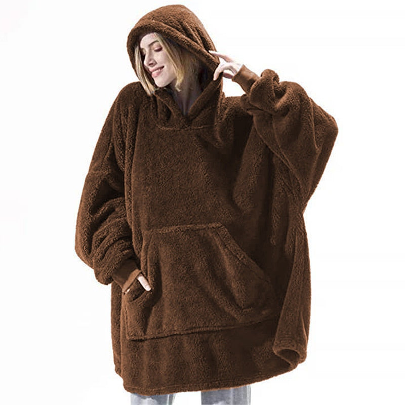 warm oversized winter hoodie - Brown / One Size - WINTER