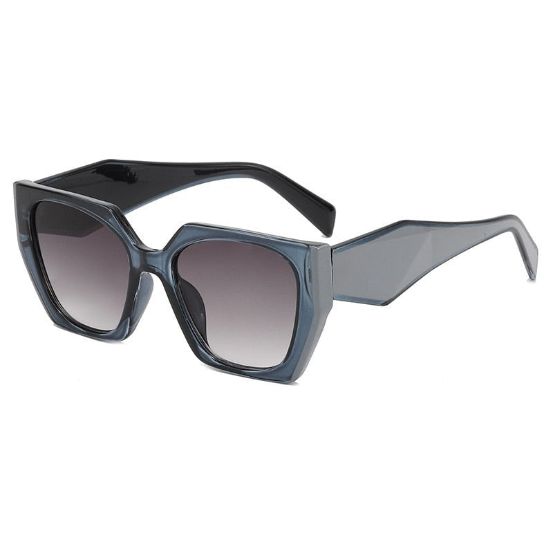 Square Polygonal Sunglasses - Blue-Gray / One Size