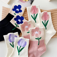 Lovely Tulips Three-Dimensional Flowers Socks