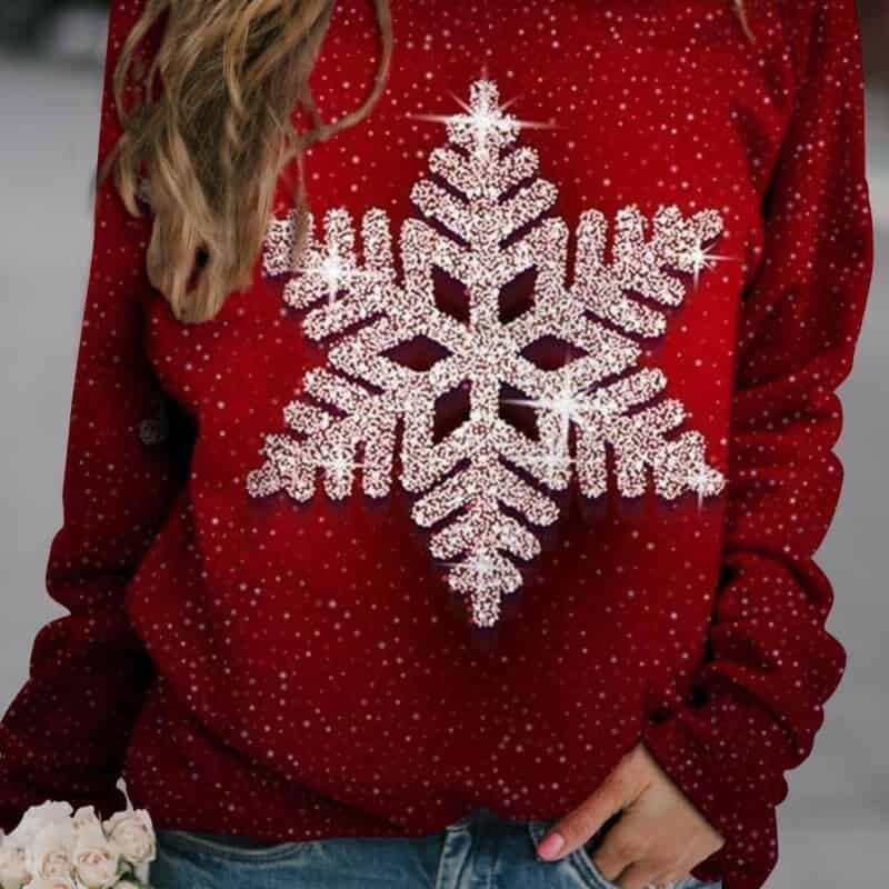 3D Christmas Printing Sweatshirt - Red/Snow / M