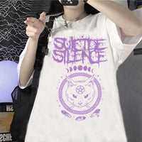 Thumbnail for Suicide Silence Cat T-Shirt Short Sleeve - White / XS -