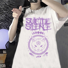 Suicide Silence Cat T-Shirt Short Sleeve - White / XS -
