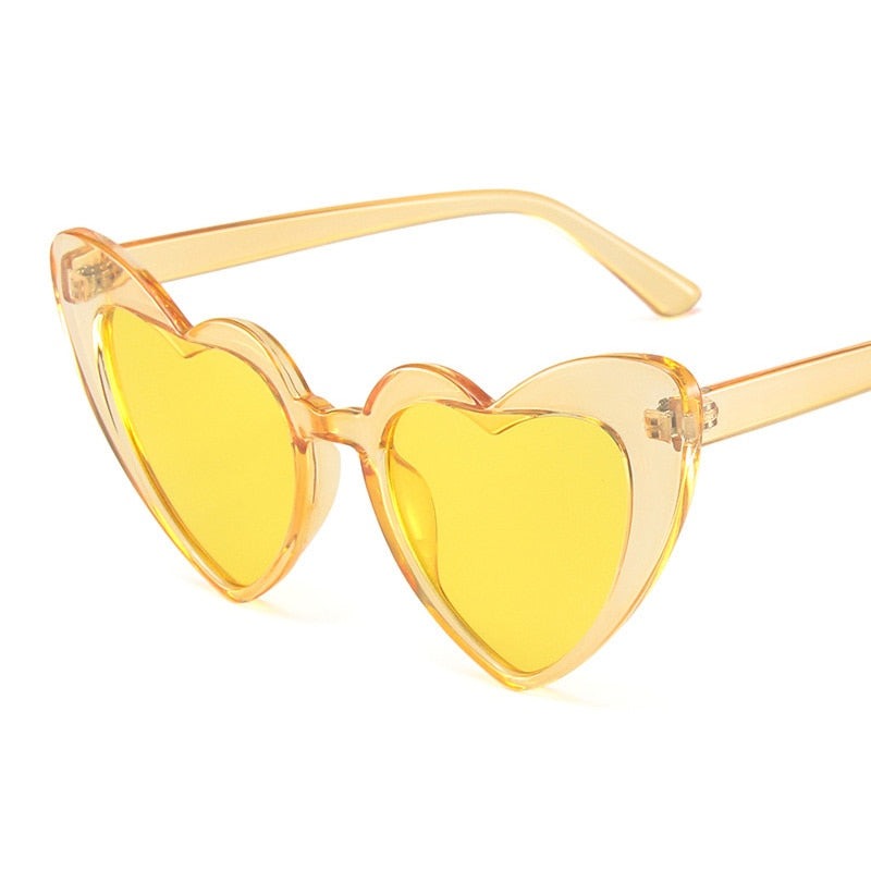 Heart Big Frame Eyewear Sunglasses - Light Yellow / One Size