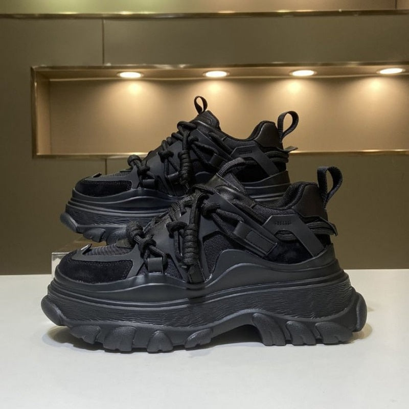 Chunky Vulcanized Platform Sneakers - Black / 35