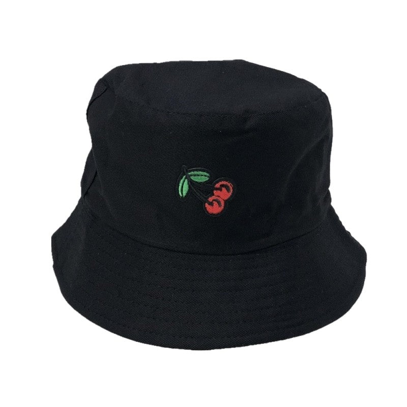 Funny Embroidered Foldable Bucket Hat - Black/Cherry / One
