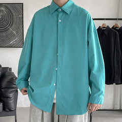Solid Color Oversize Long Sleeve Shirt