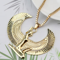 Thumbnail for Egyptian Goddess Isis Wings Pendant Necklace - One Size /