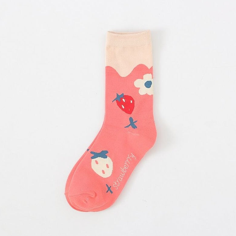 Cute Pink Strawberry Socks - 34-43