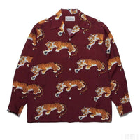 Thumbnail for Multi Graphic Print Long Sleeve Shirt - Red Tiger / S -