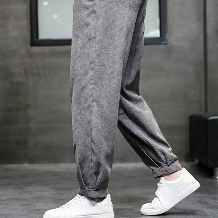 Corduroy Sweatpants Solid Color - M / Gray