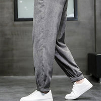 Thumbnail for Corduroy Sweatpants Solid Color - M / Gray