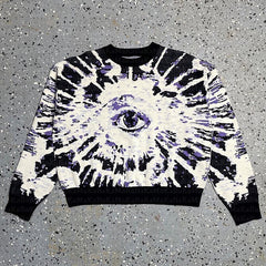 Eye Graphic Knit Crop Sweater