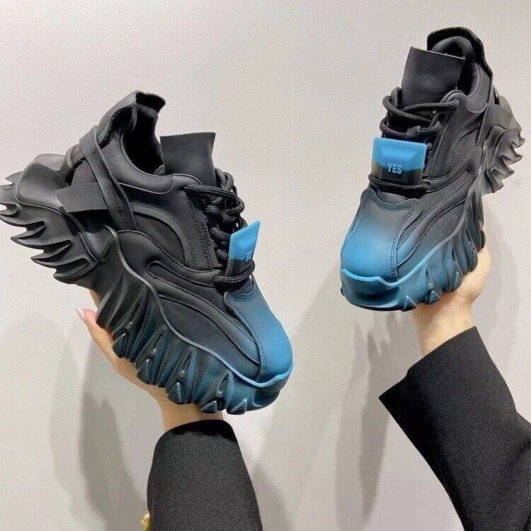 Fashion Soft High Platform Shoes - Black Blue / 35