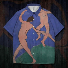 Dance Painting Short Sleeve Shirt - Blue / XS - shirt