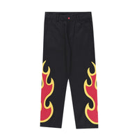 Thumbnail for Embroidery Flame Baggy Jeans - Black / S - Denim Pant