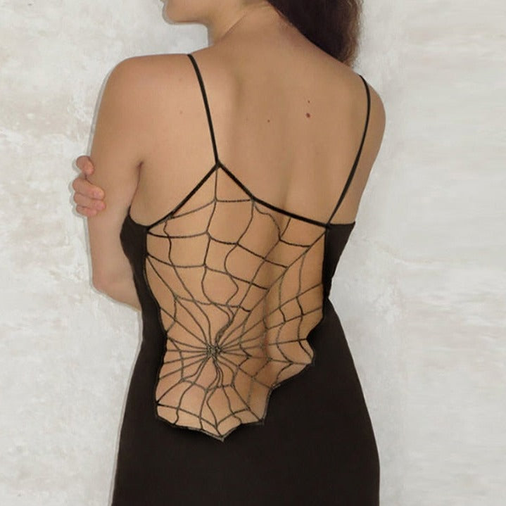 Goth Dark Spider Web Gothic Dresses - Long Dress