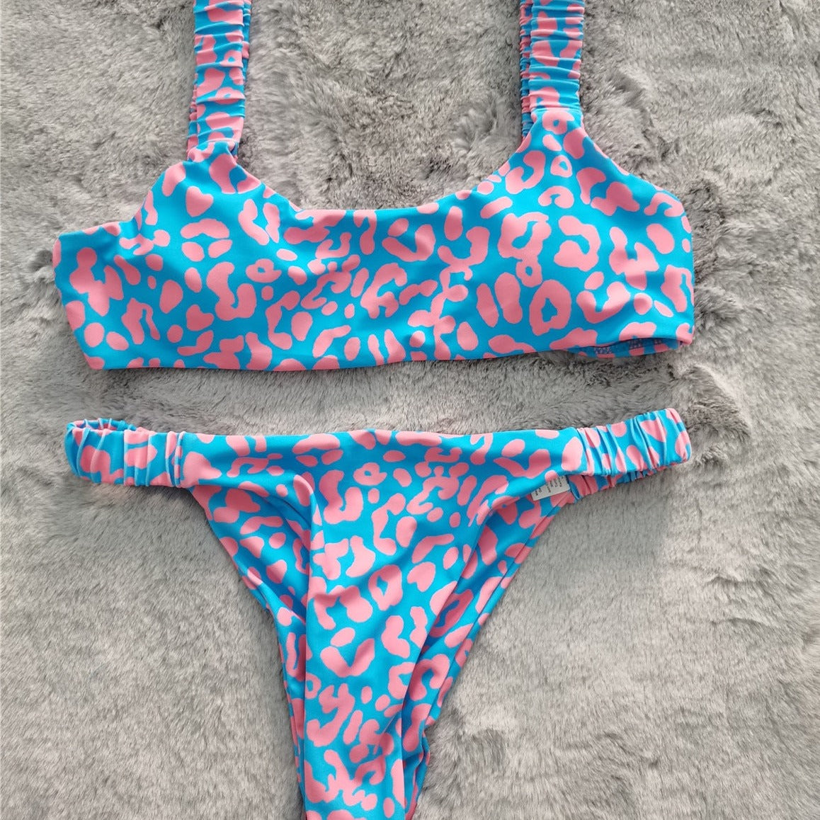 Leopard Thong Bikini - Ligth Blue / S