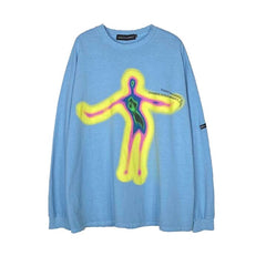 Psychedelic Oversized Sweatshirt - Blue / M