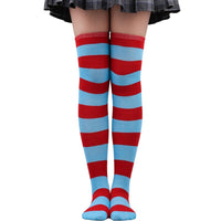 Thumbnail for Colorful Rainbow Striped Long Socks - Red-Blue / One Size -