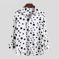 Thumbnail for Polka Dot Print Long Sleeve Shirt - White / S - Shirts