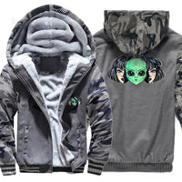 Thumbnail for Warm Alien Face Loose Hoodies - Gray. / M
